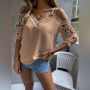 SHEIN Lace Cold Shoulder Top